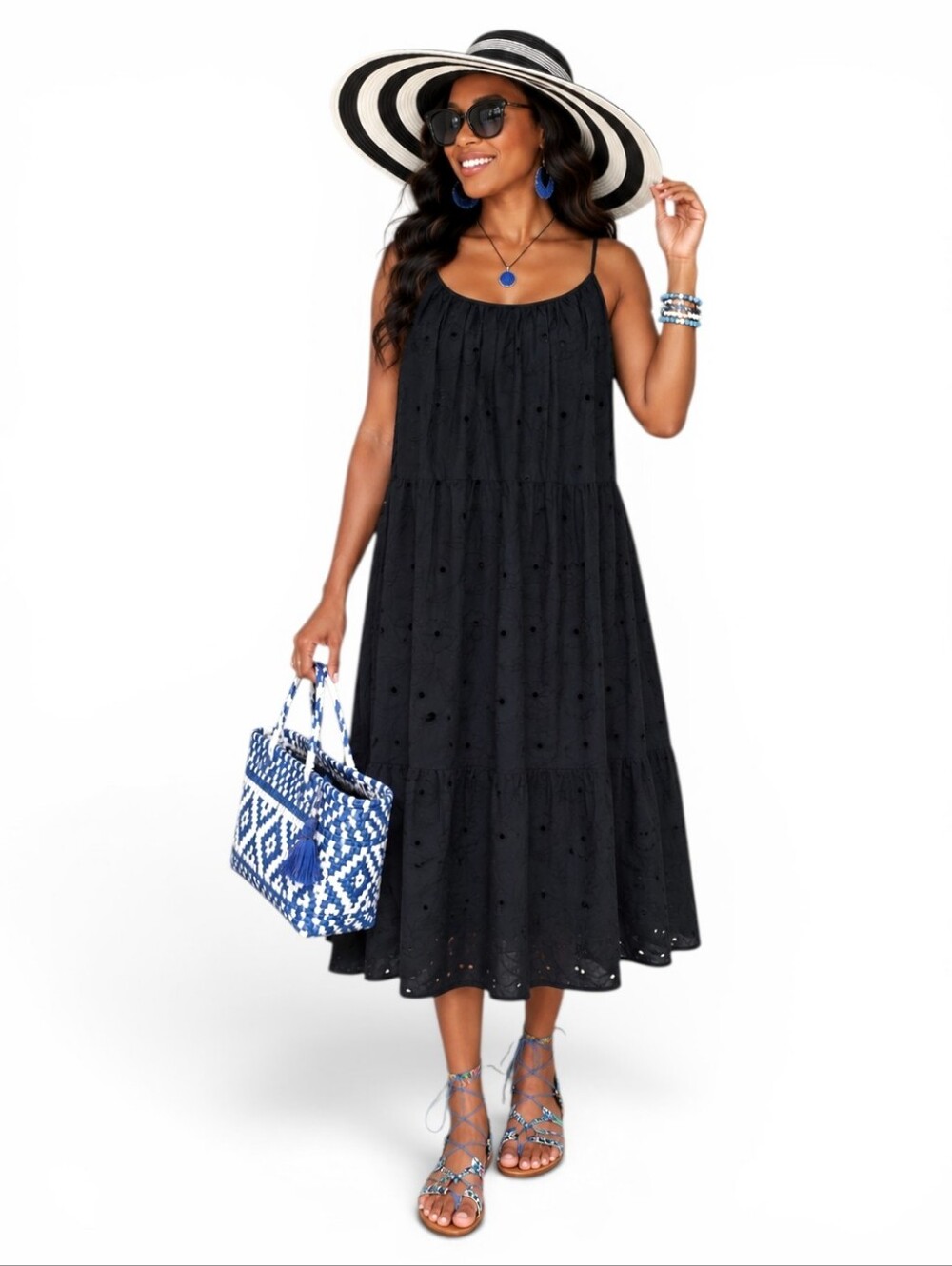 Women's Sleeveless Eyelet Sun Dress - Universal Thread Black M